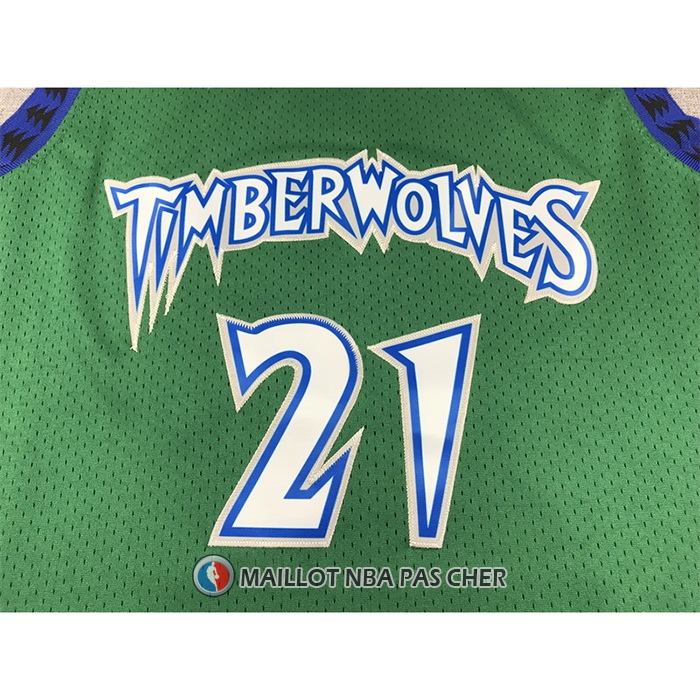 Maillot Minnesota Timberwolves Kevin Garnett NO 21 Hardwood Classics Throwback 1997-98 Vert